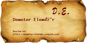 Demeter Elemér névjegykártya